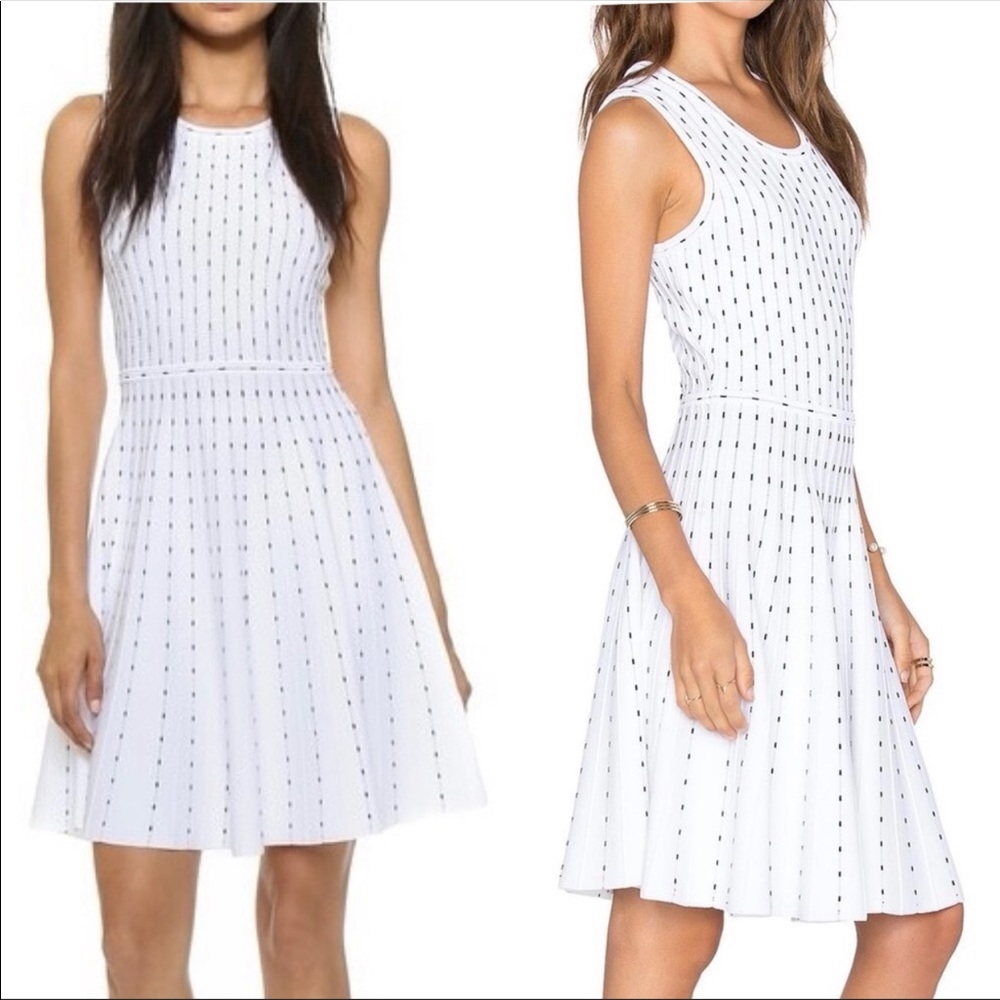 Milly vertical dot sleeveless fit and flare dress size large
